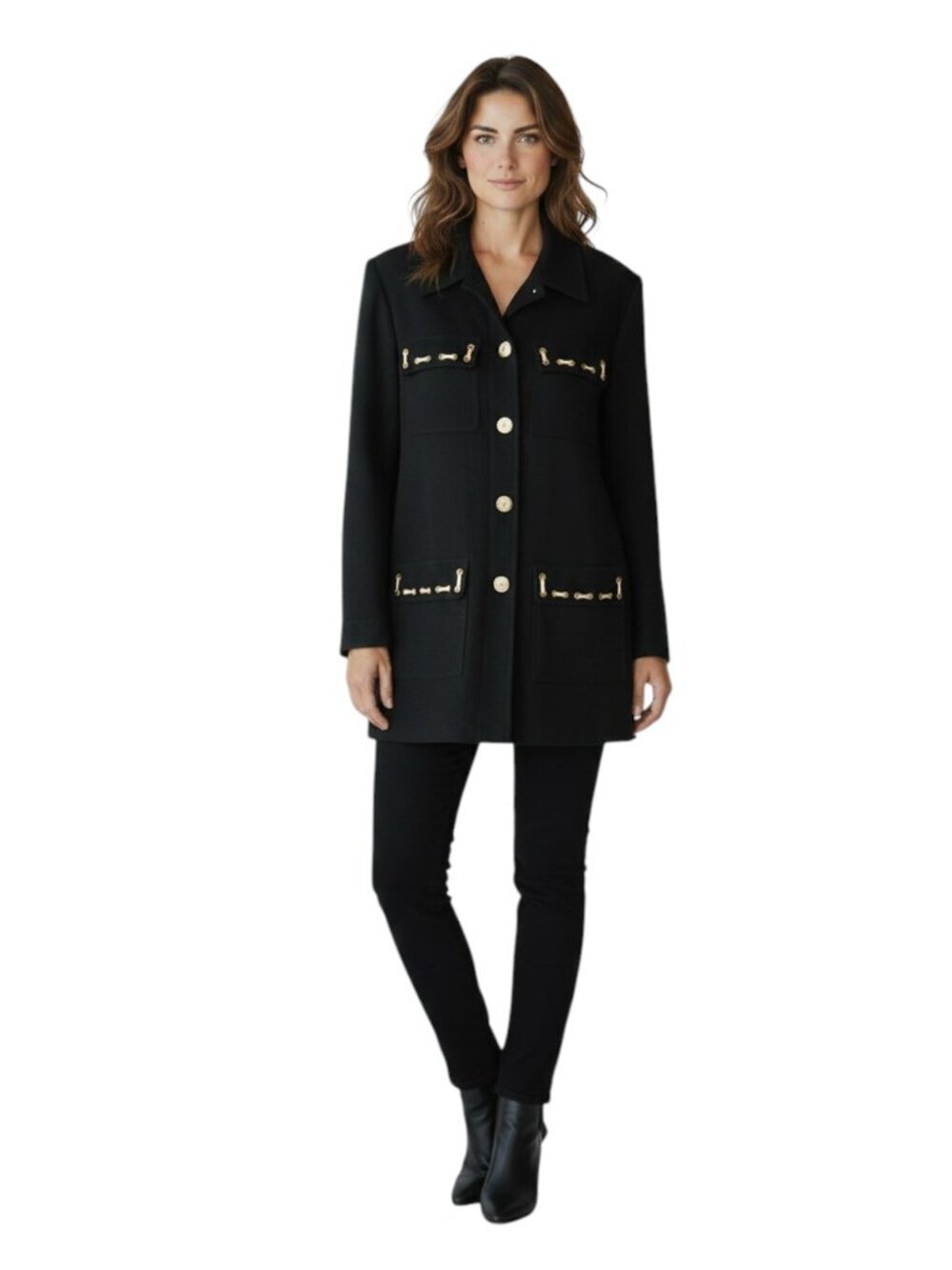 Sandra Ow-Wing N.R.1 Vintage Black Jacket Size 12 Rope Trim Designer Avant Garde